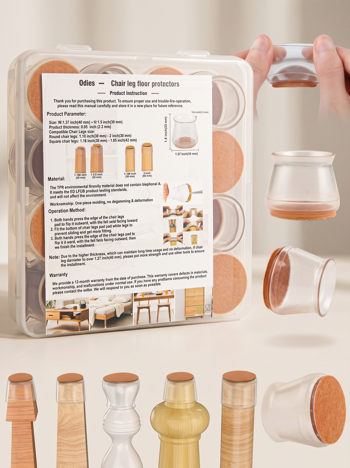 SilentGlide Silicone Leg Caps – Scratch-Proof & Quiet (16-Pack)