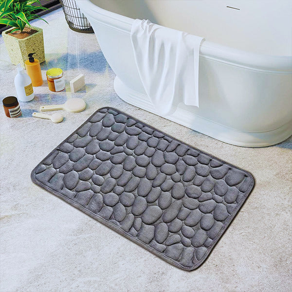 Cobblestone Memory Foam Bath Mat – Non-Slip Bathroom Rug